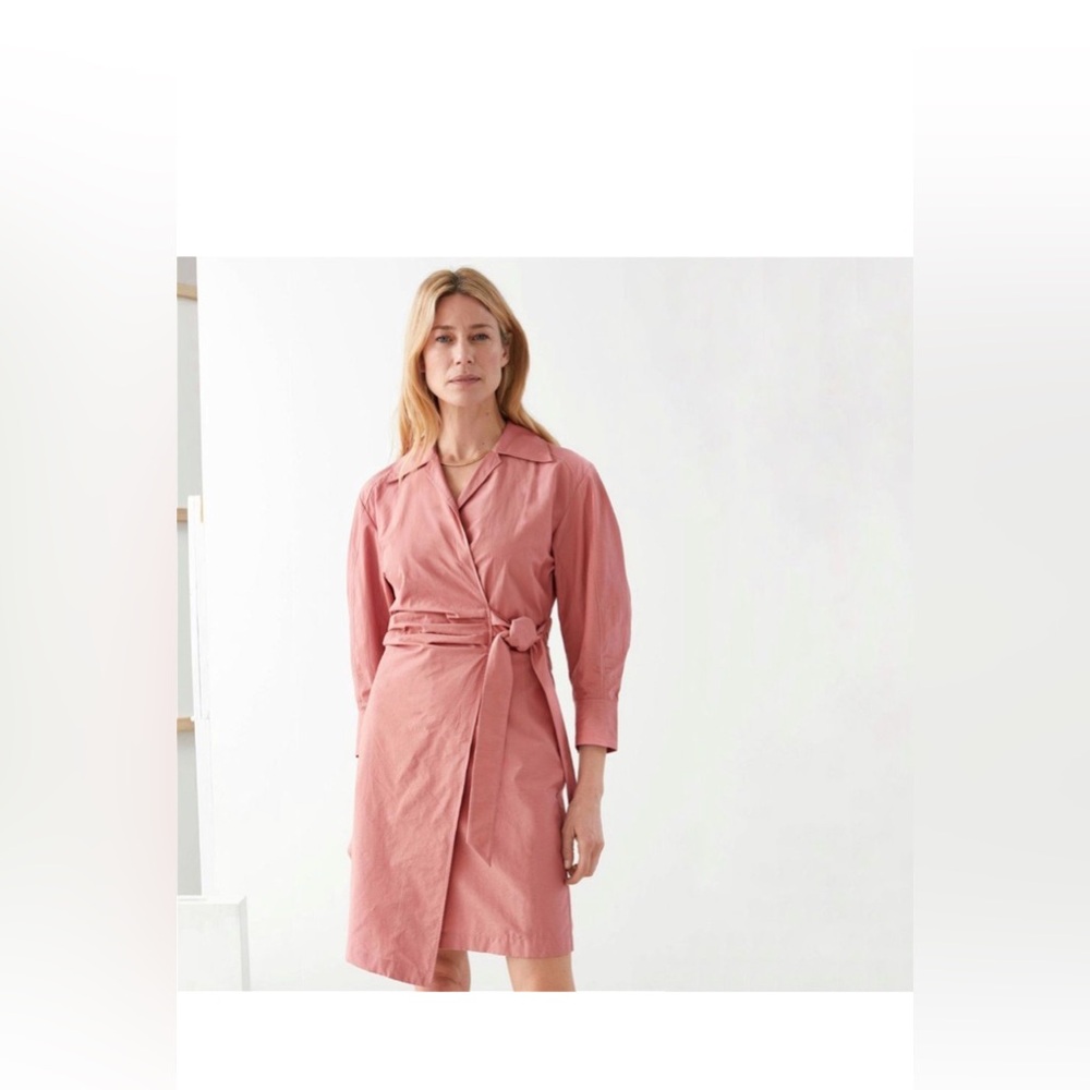NWT & OTHER STORIES Voluminous Sleeve Wrap Mini Dress in Pink Size 0
